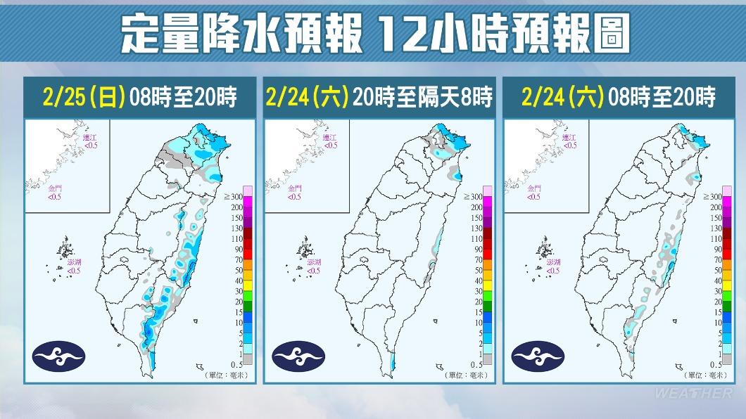 北海岸、東半部及恆春半島偶有局部短暫雨。(圖/TVBS)