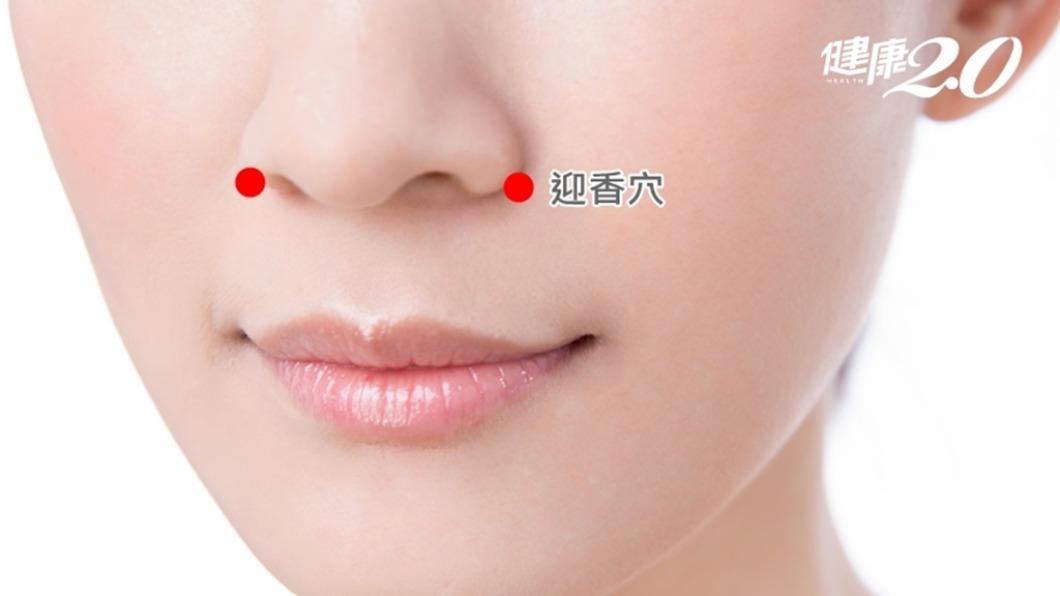 按壓「迎香穴」能改善鼻塞。(示意圖/健康2.0)