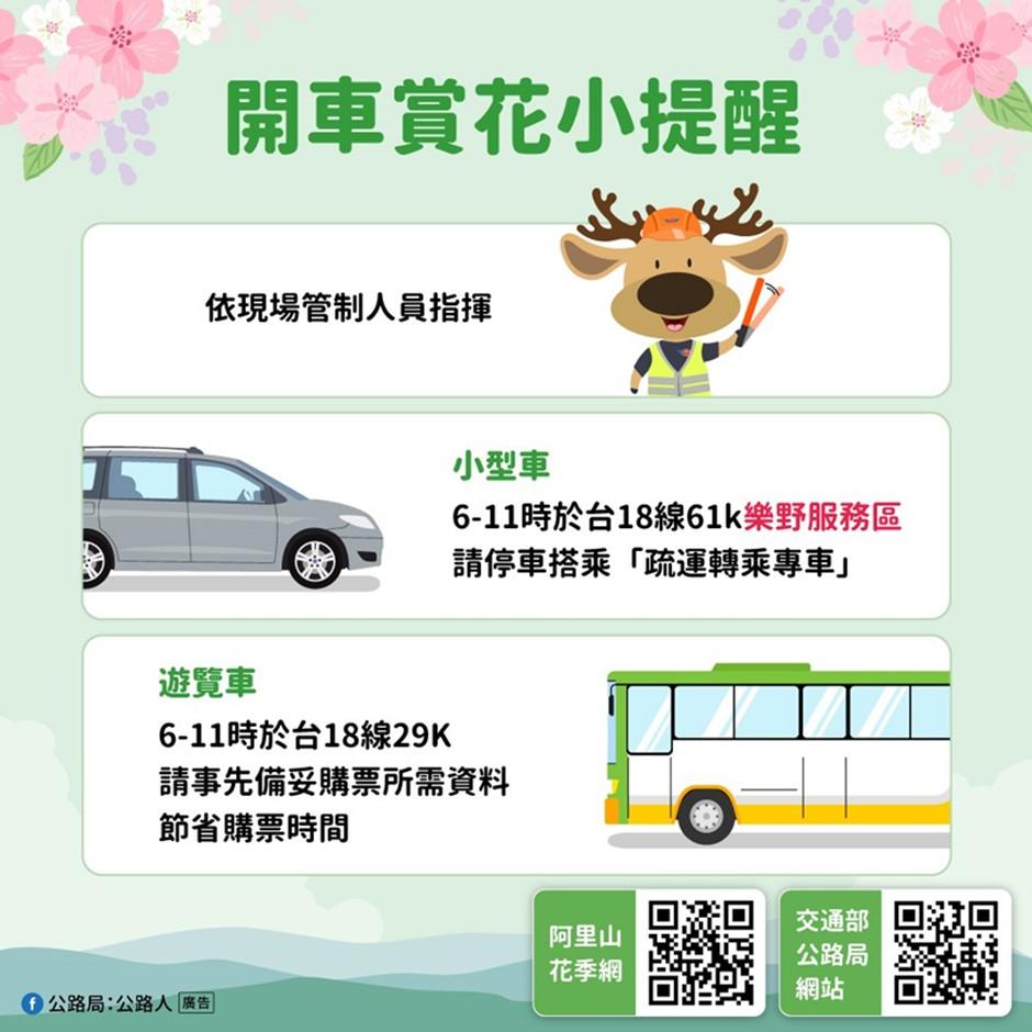 開車賞花小提醒。(圖/交通部公路局)