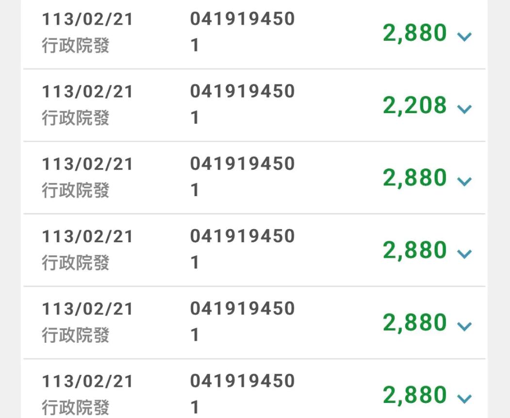 銀行入帳6筆錢,共1.6萬元。(圖/翻攝自Dcard)