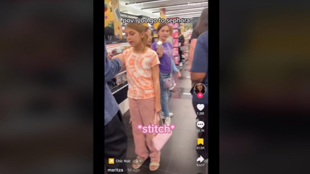 大量未成年女童在TikTok開始使用成人化妝品並拍片，被稱為「Sephora Kids」。（圖／翻攝自TikTok短影音）