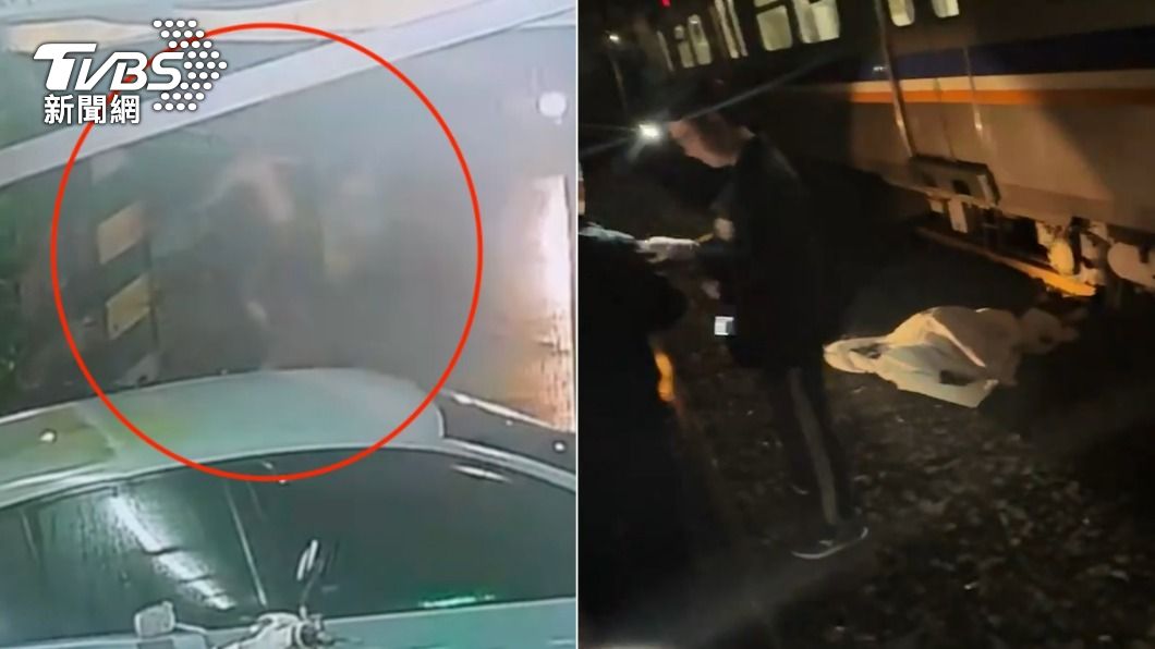 簡男衝撞派出所後逃離現場,闖入台鐵平交道後遭撞擊身亡。(圖/TVBS)