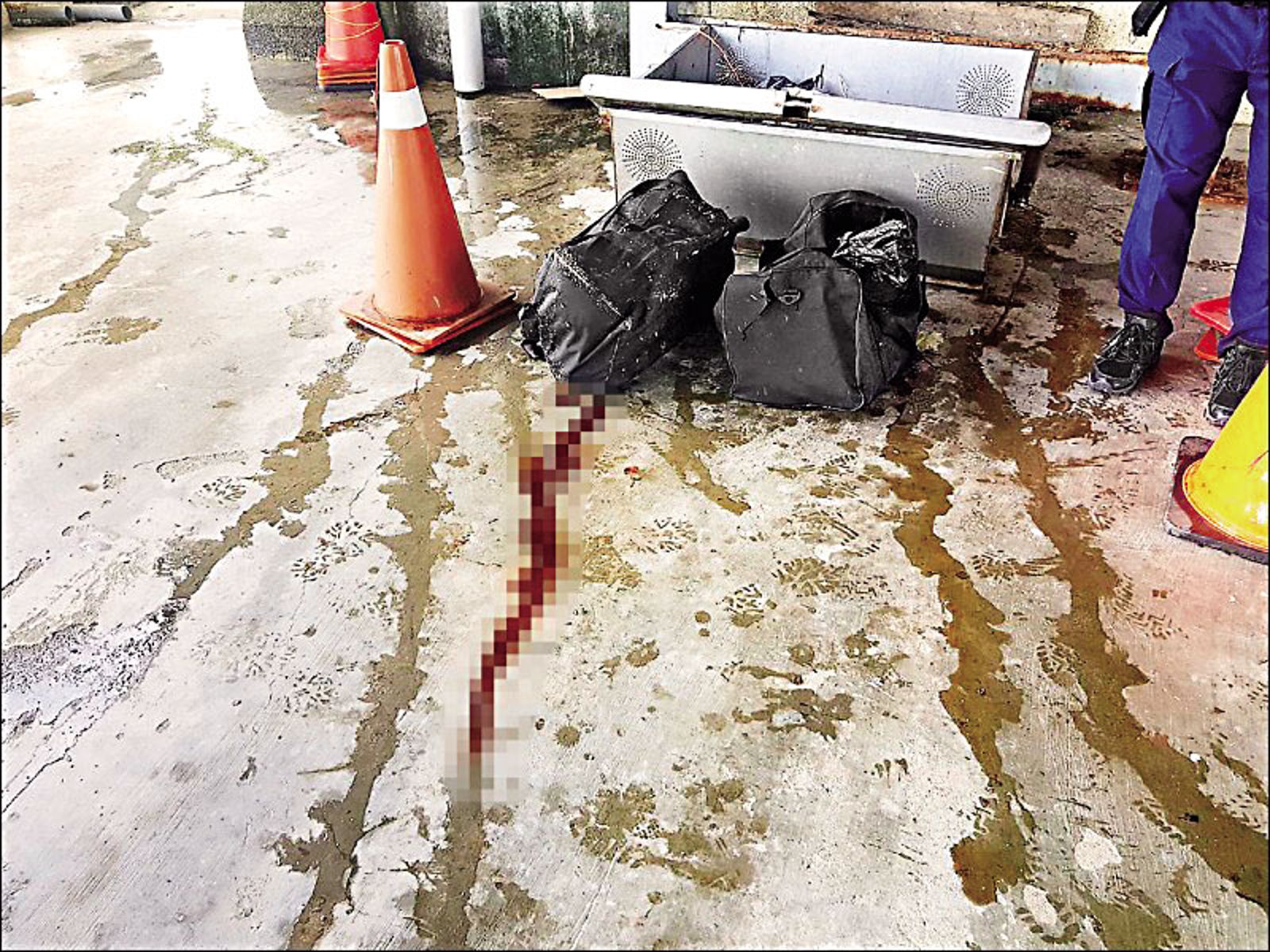 警方在2只黑色旅行袋中,發現被分屍的王姓死者。(圖/高市環保局提供)