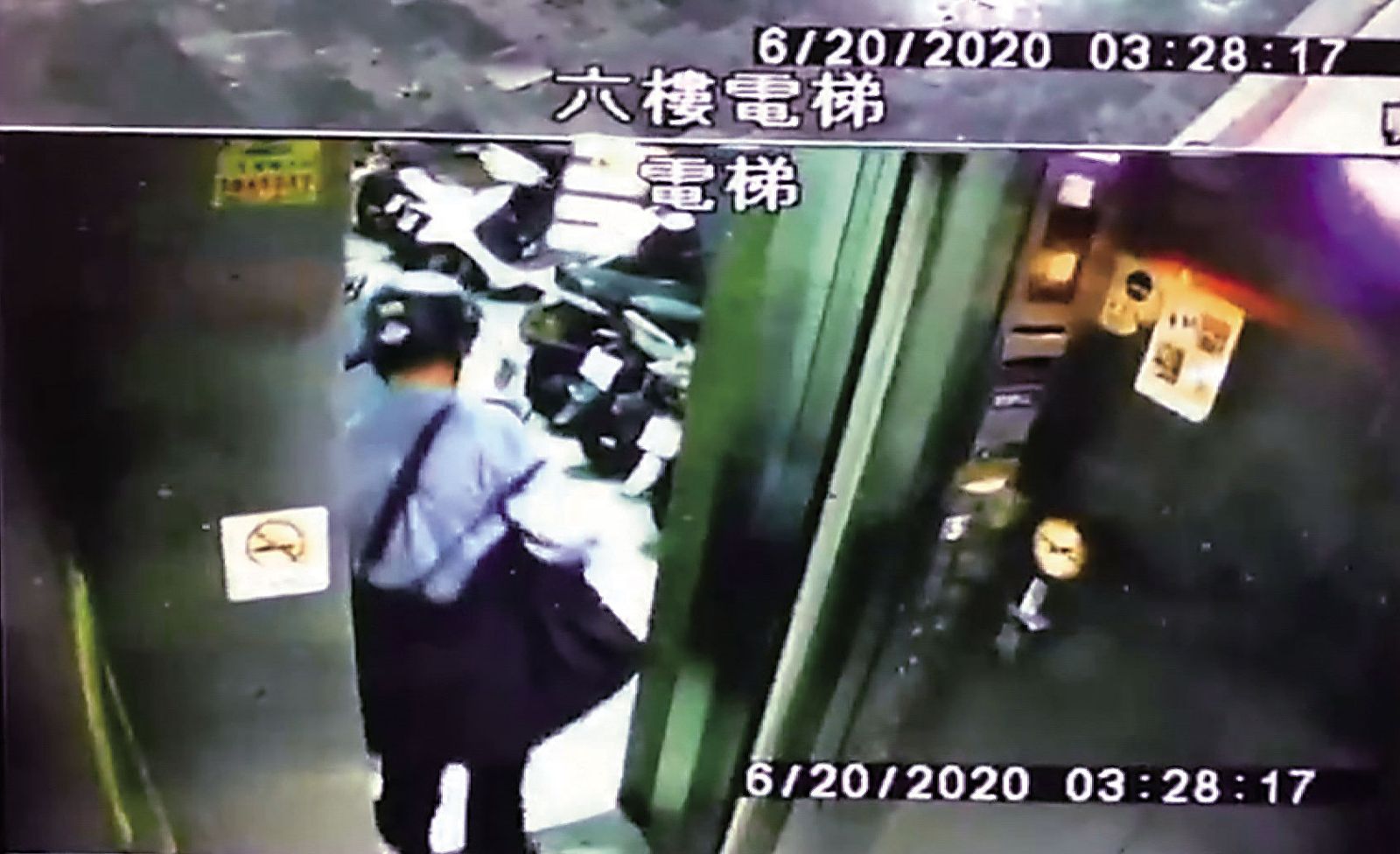 羅姓男子揹著黑色旅行袋進出死者住處，被監視器清楚拍下。（圖／翻攝畫面）