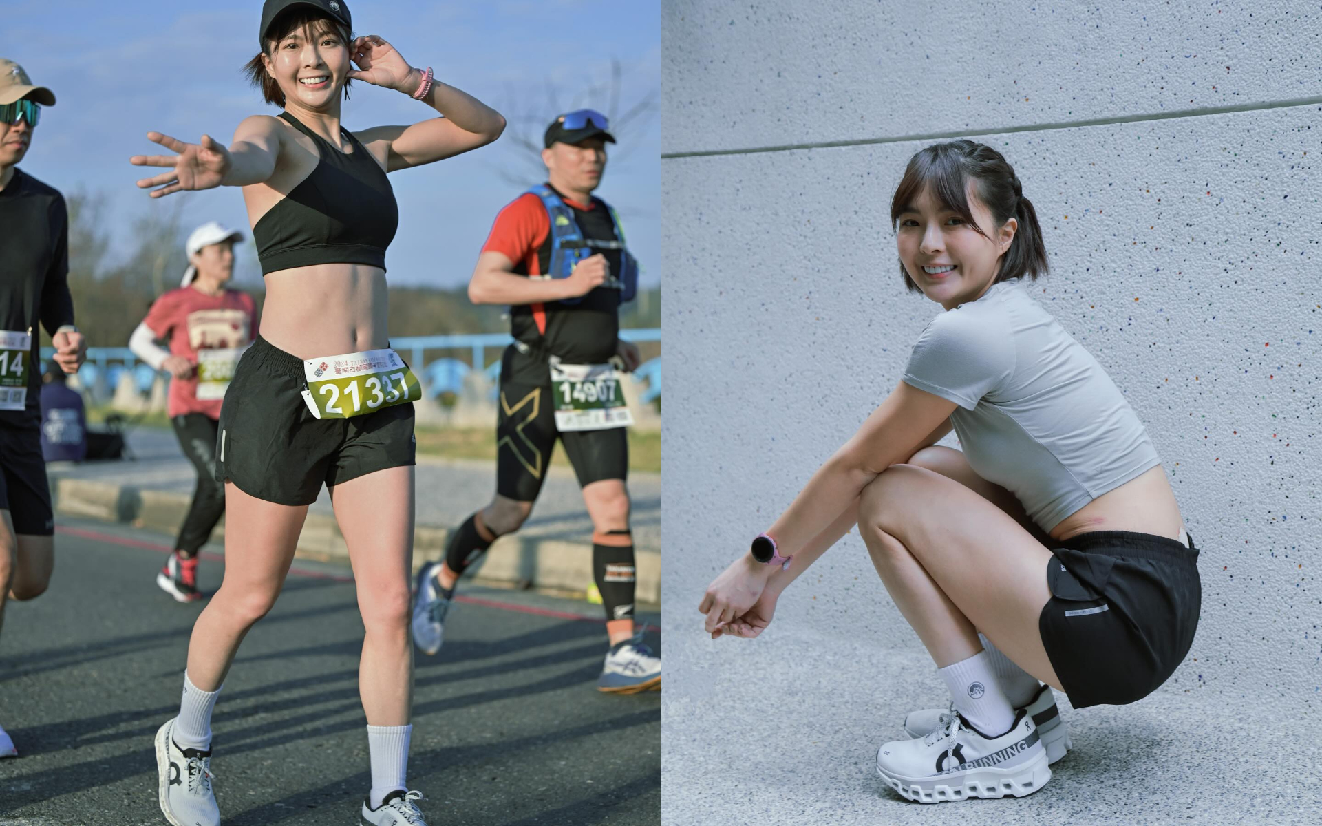 黃沐妍跑馬拉松中途身體不適，仍堅持完賽。（圖／翻攝自黃沐妍-小豬臉書）