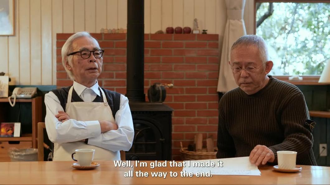 宮崎駿(左)與鈴木敏夫(右)透露入圍獎項的感想。(圖/翻攝自Oscars YouTube)