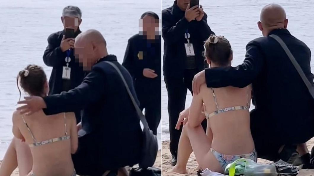 陸大叔搭泳裝辣妹強拍合照!影片瘋傳 網轟「非禮」:快報警