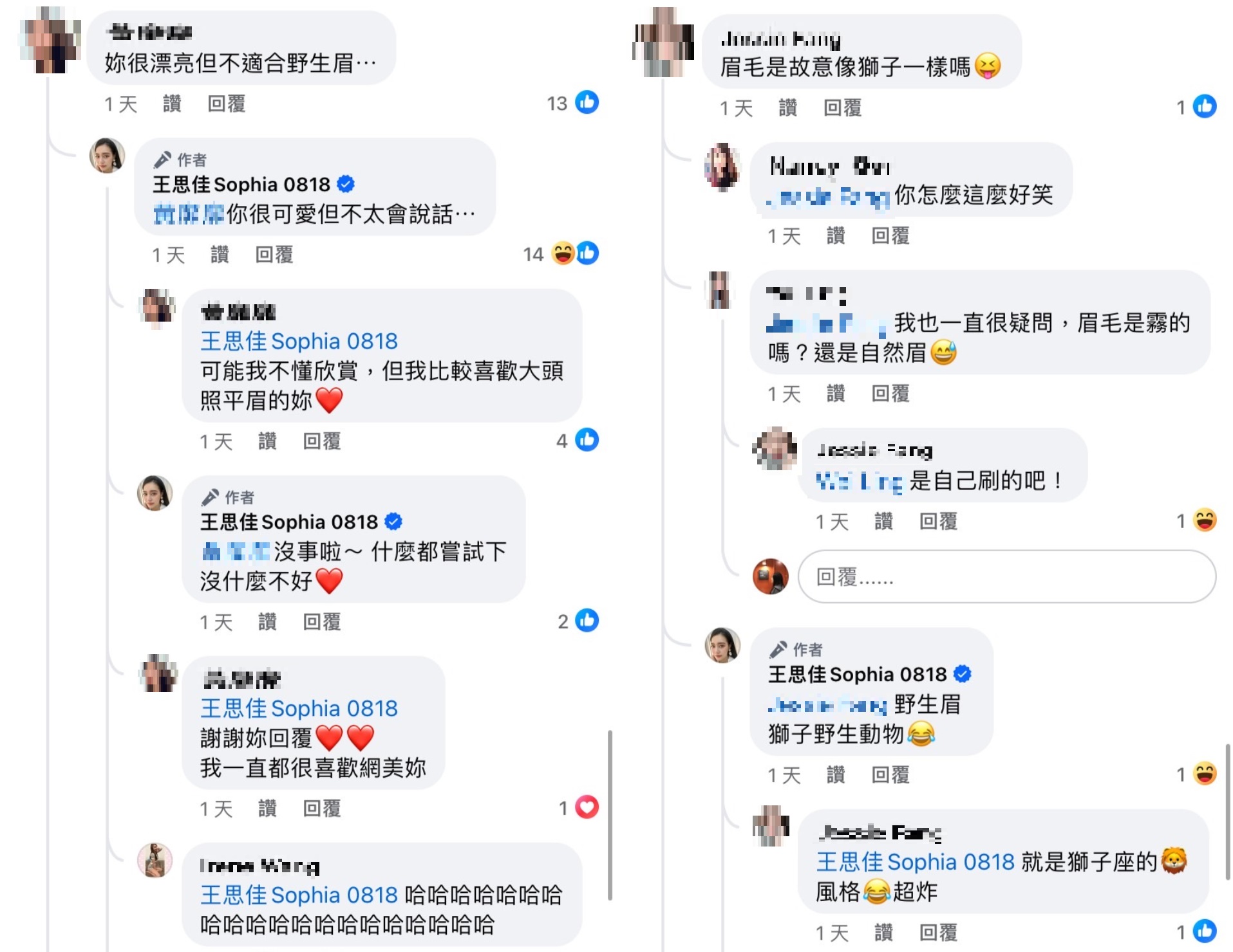 王思佳高EQ回應網友留言。(圖/翻攝自王思佳臉書)
