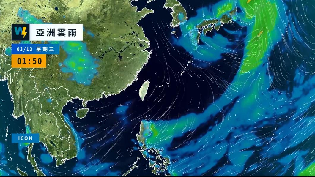 華南雲系東移帶來偏多的雲量,在沒有明顯陽光的情況下回溫不明顯。(圖/翻攝天氣風險公司)
