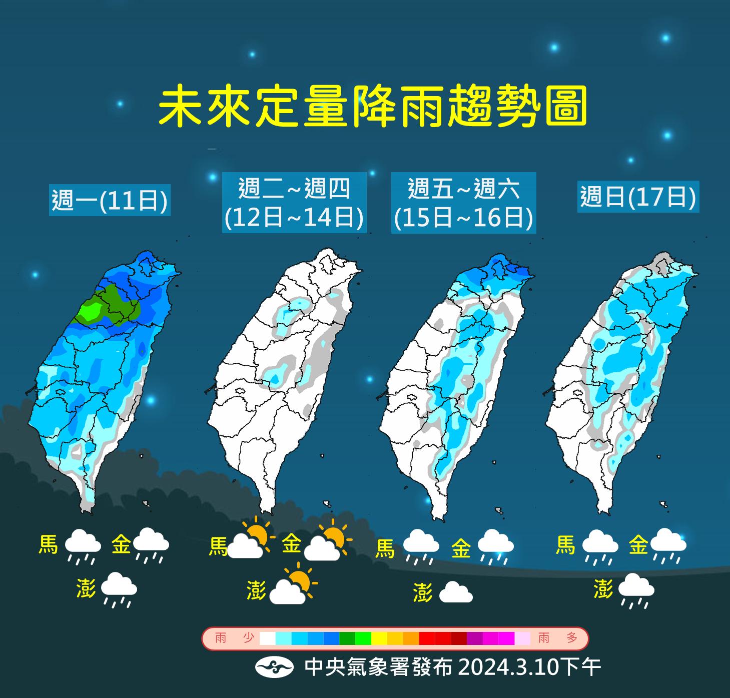 未來一週降雨趨勢。(圖/中央氣象署)