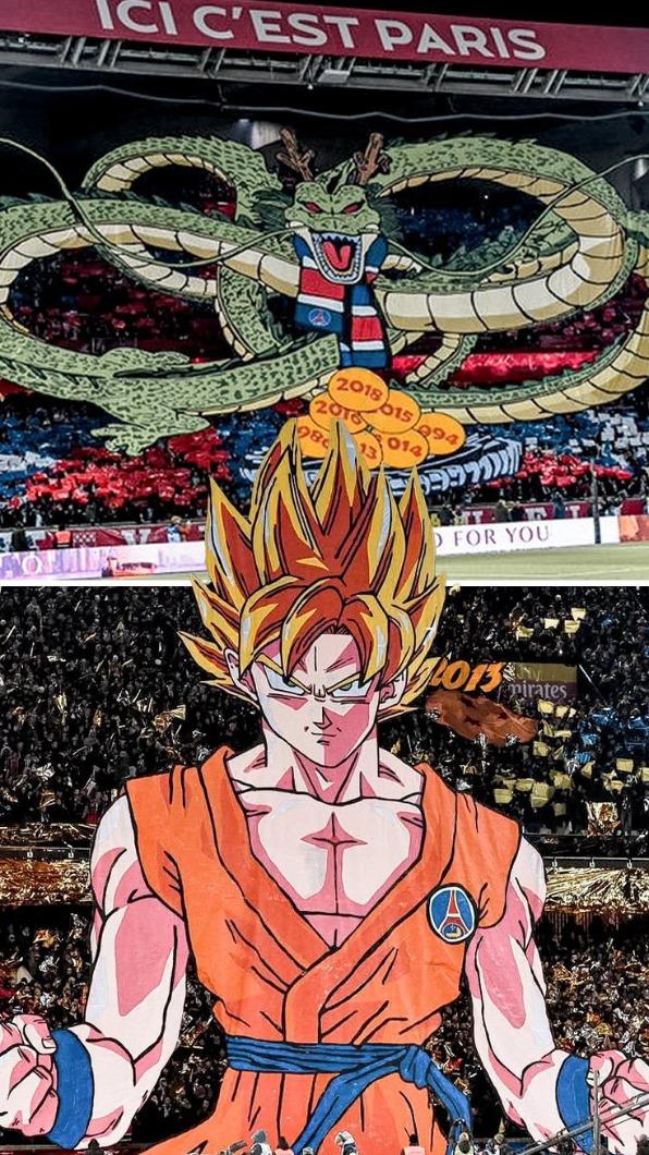 巴黎聖日耳曼曾在場上秀出主角悟空與神龍的圖案。（圖／翻攝自X）