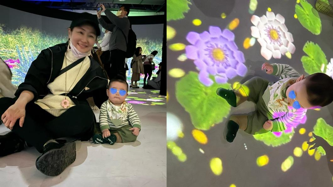 Selina帶兒子欣賞藝文展,小腰果圓嘟嘟的臉頰相當可愛。(圖/翻攝自Selina臉書)