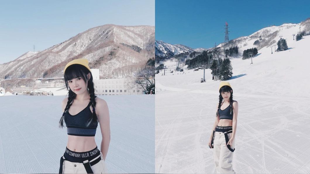 吳心緹穿一件運動內衣拍攝滑雪照,十分性感。(圖/翻攝自IG)