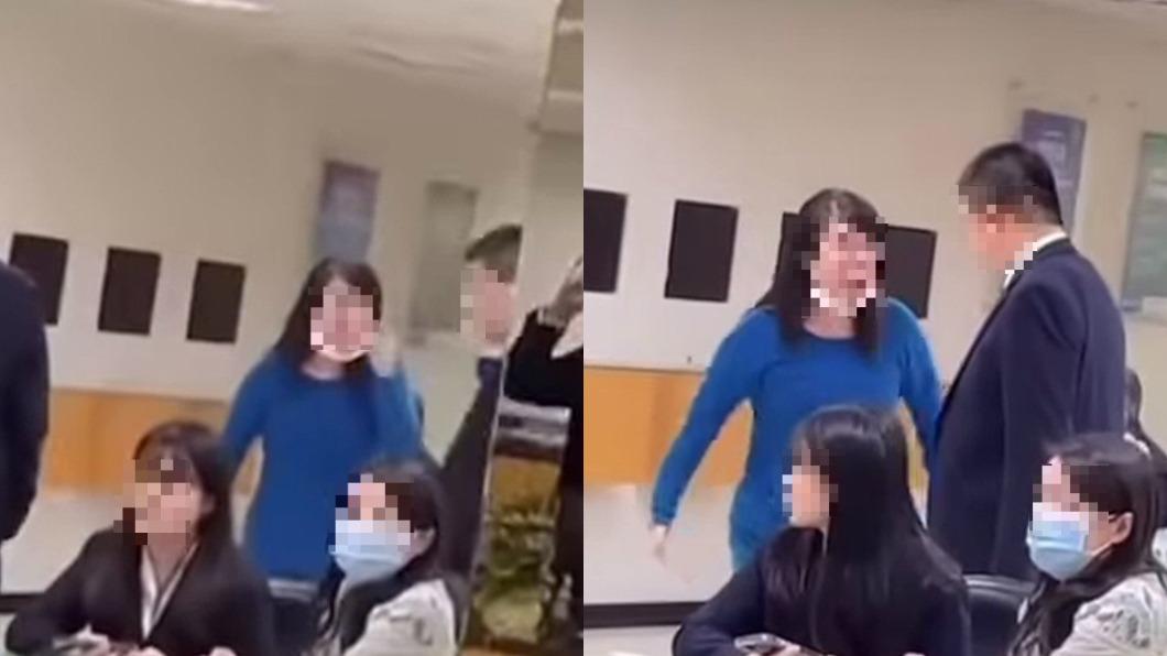 女子激動對業務人員大吼。（圖／翻攝自記者爆料網）