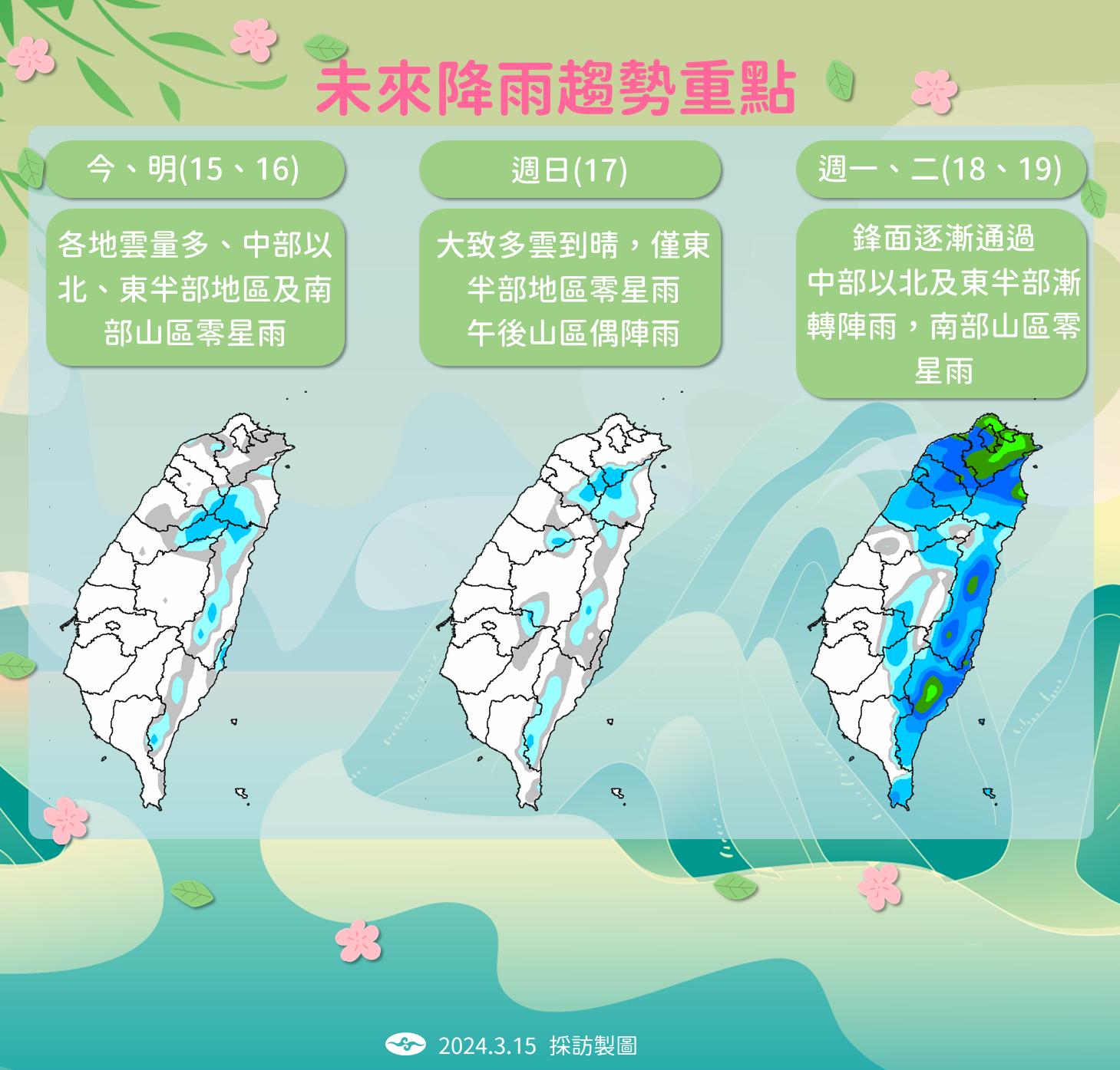 未來一週降雨趨勢。(圖/中央氣象署)