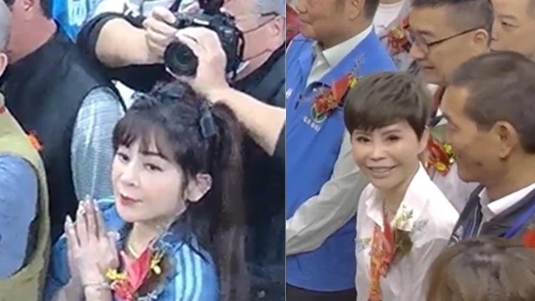 王彩樺、詹雅雯恭送白沙屯媽祖起駕。(圖/翻攝白沙屯拱天宮臉書直播)