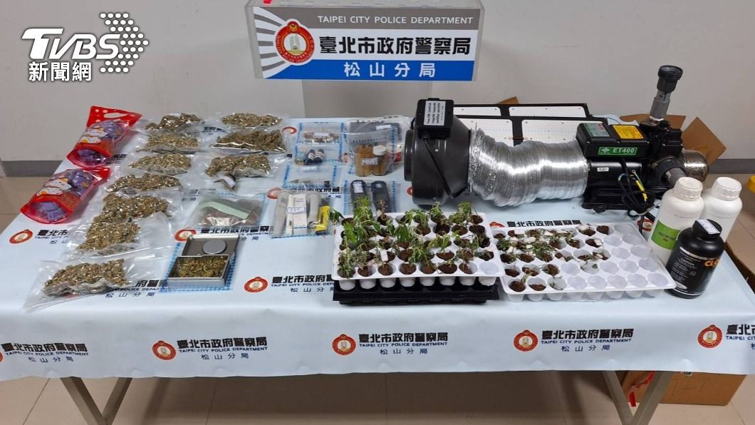 警方查扣市價上千萬的大麻成品、植株以及工具。（圖／TVBS）