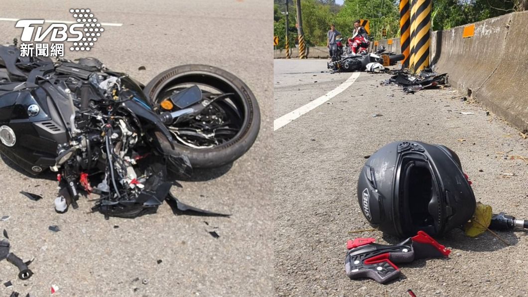 苗栗台3線驚悚車禍!2重機對向互撞「車頭全碎」 1死1重傷
