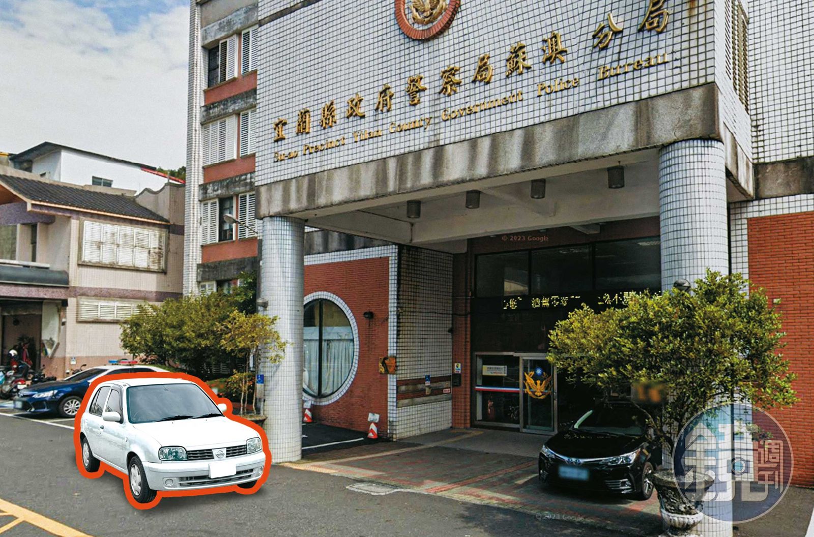 呂男案發後主動將滿是血跡的車開到警局報案，謊稱車曾被偷走。（圖／鏡週刊）