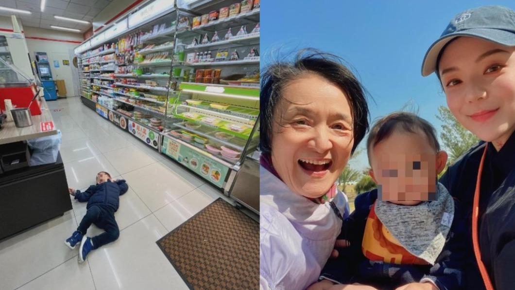 歐陽靖(右圖右)是資深女星唐艾珍女兒(右圖左),之前因PO兒子躺超商地板照片,遭蔡沐妍批評。(圖/翻攝自歐陽靖臉書)