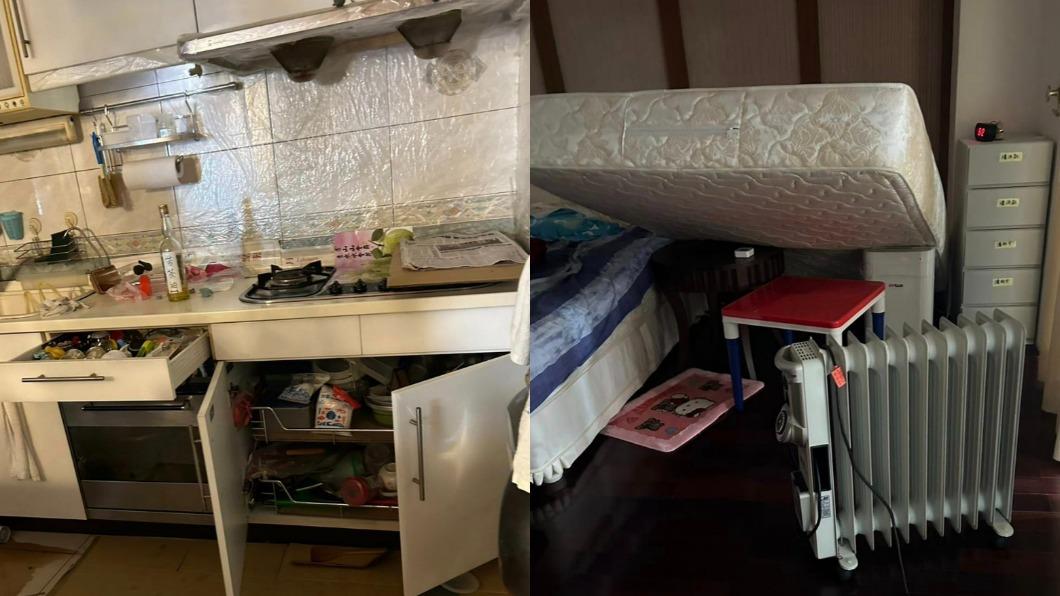 陳仙梅父母家的傢具散落一地。(圖/翻攝自陳仙梅臉書)