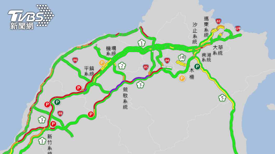 高速公路局預估今天國道交通量為123百萬車公里，為平日年平均1.3倍。（圖／1968)