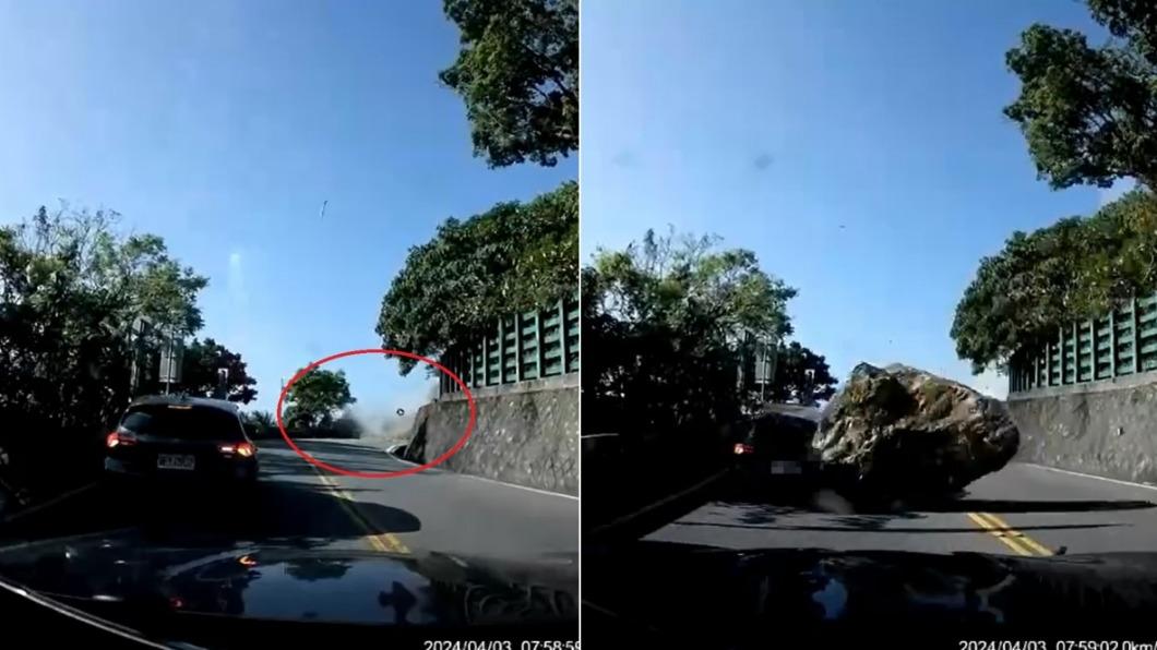 花蓮地震/30秒驚險瞬間!蘇花強震 他飆速倒車仍被「巨石夾殺」