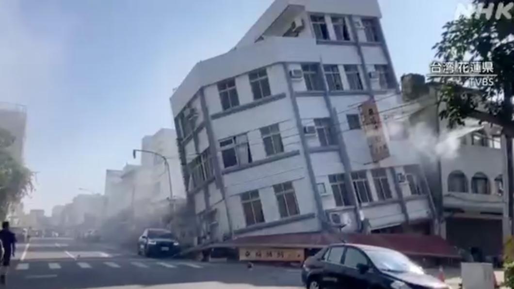 TVBS日本新聞夥伴NHK,也透過TVBS提供的新聞畫面,報導花蓮地震最新狀況。(圖/翻攝NHK)