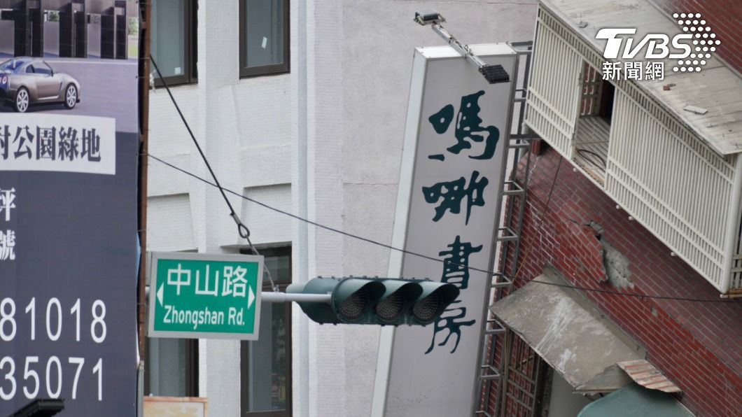 天王星大樓旁的招牌傾斜嚴重。(圖/區國強攝)