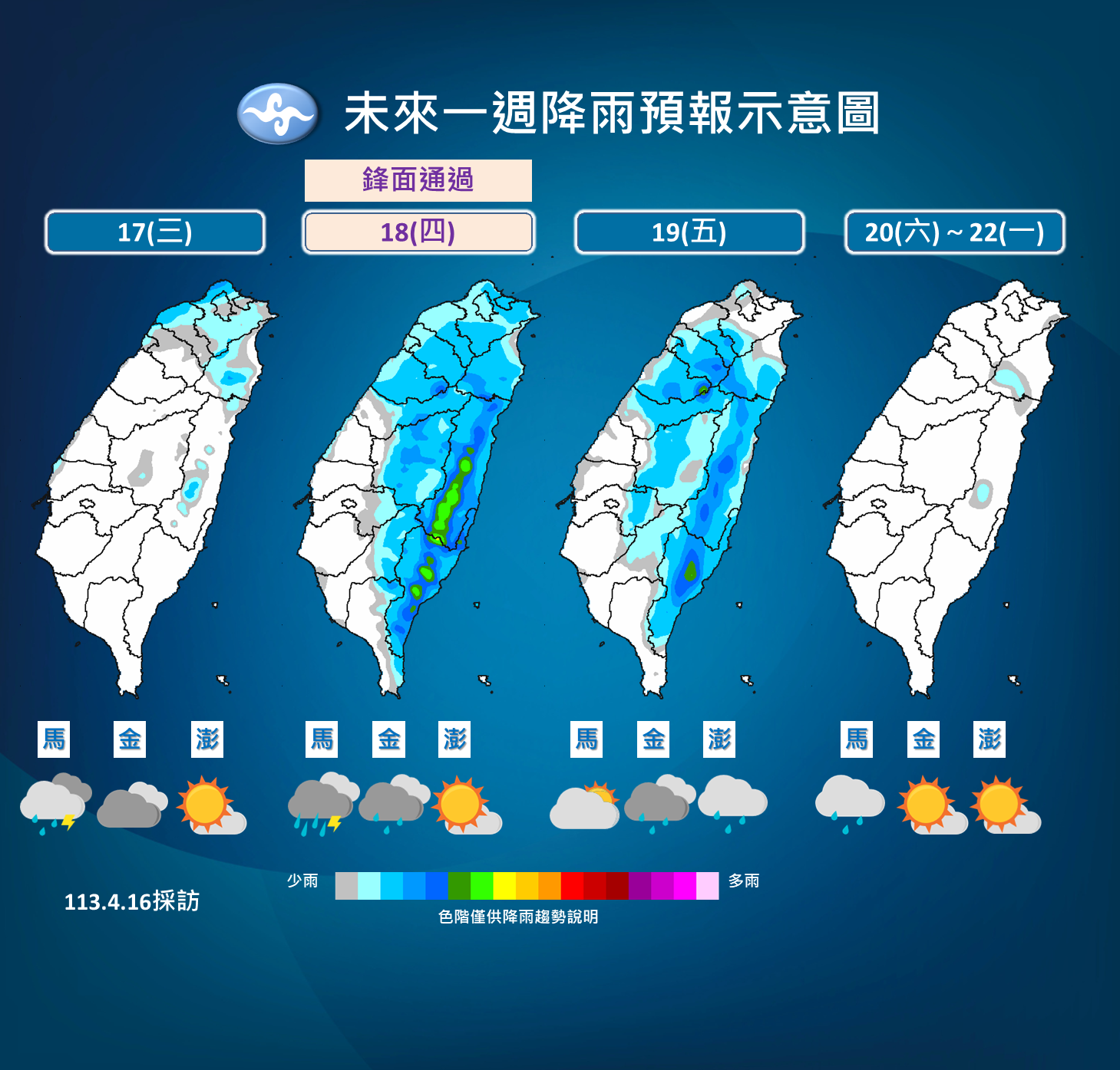 未來一周降雨趨勢。（圖／氣象署）