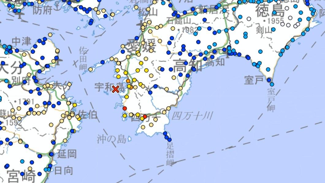 日本22:14「規模6.4強震」!四國明顯搖晃 最大震度6弱