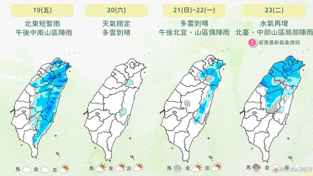 近期降雨趨勢。(圖/TVBS)
