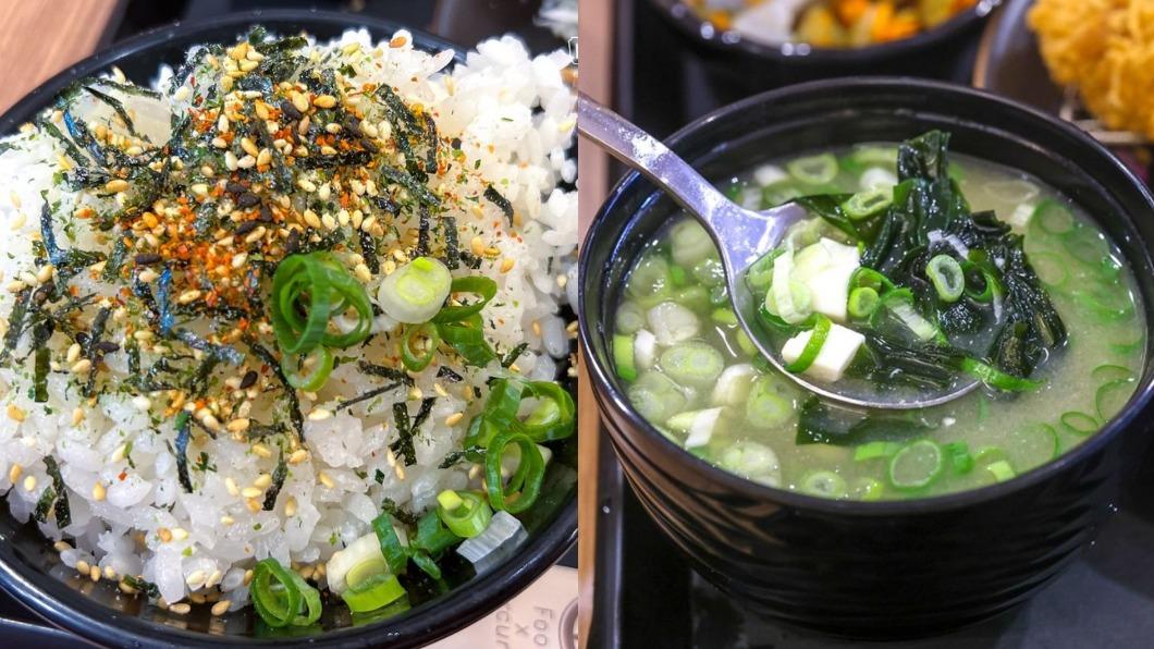 內用白飯、高麗菜絲和味噌湯吃到飽。(圖/陳小可的吃喝玩樂)