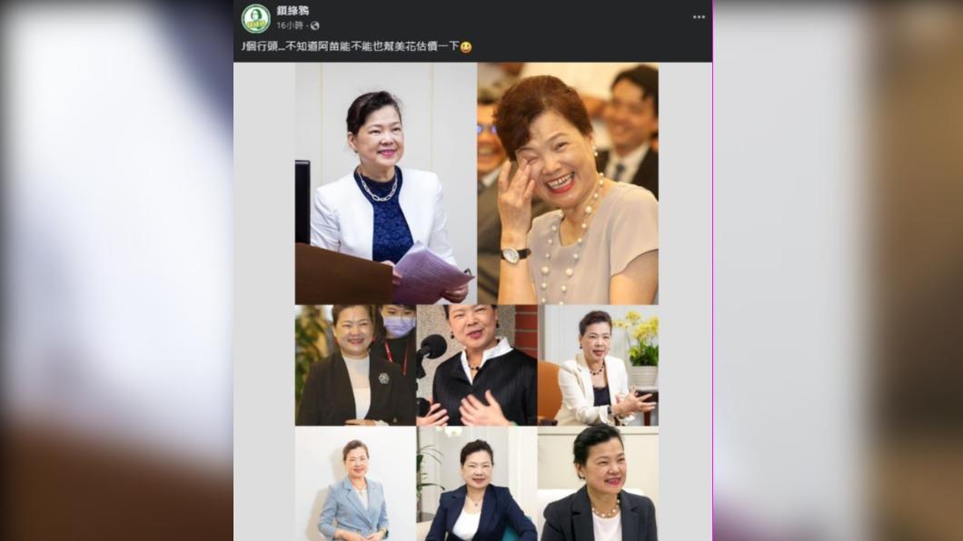 臉書粉專「鎖綠鴨」貼出王美花配戴的珠寶首飾。（圖／翻攝自臉書）