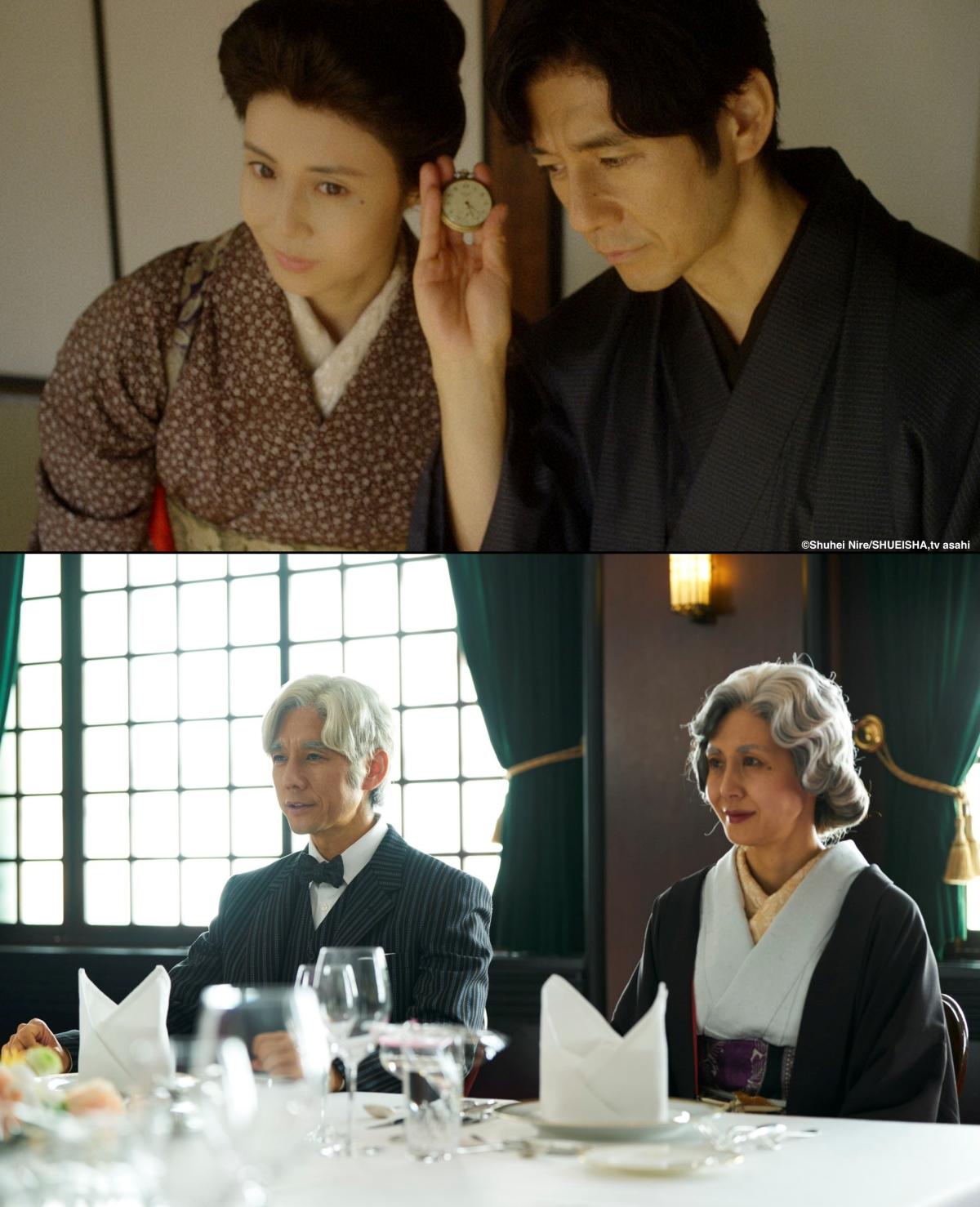 松嶋菜菜子(左)支持著西島秀俊成為「東洋鐘錶之王」。(圖/Hami Video提供、翻攝自ougon_no_toki推特)