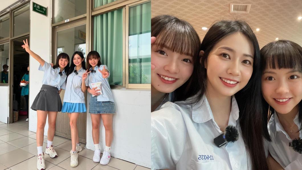 慈妹穿制服回母校拍片。(圖/翻攝自慈妹IG)