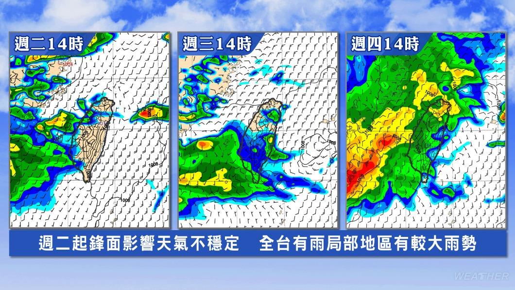 明起受鋒面影響,全台都有明顯雨勢。(圖/TVBS)