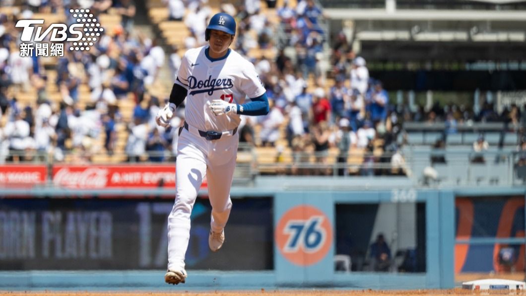 大谷翔平在本戰3局上半時敲出一發破紀錄的2分砲。(圖/達志影像美聯社)