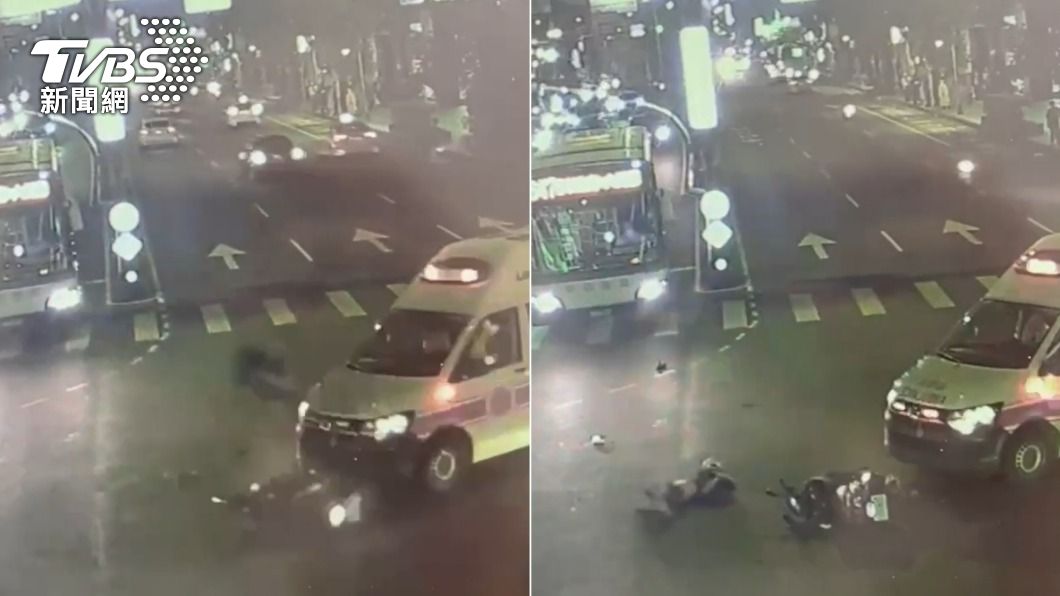 新北救護車執勤遭撞!疑路口未禮讓 機車騎士彈飛摔斷手