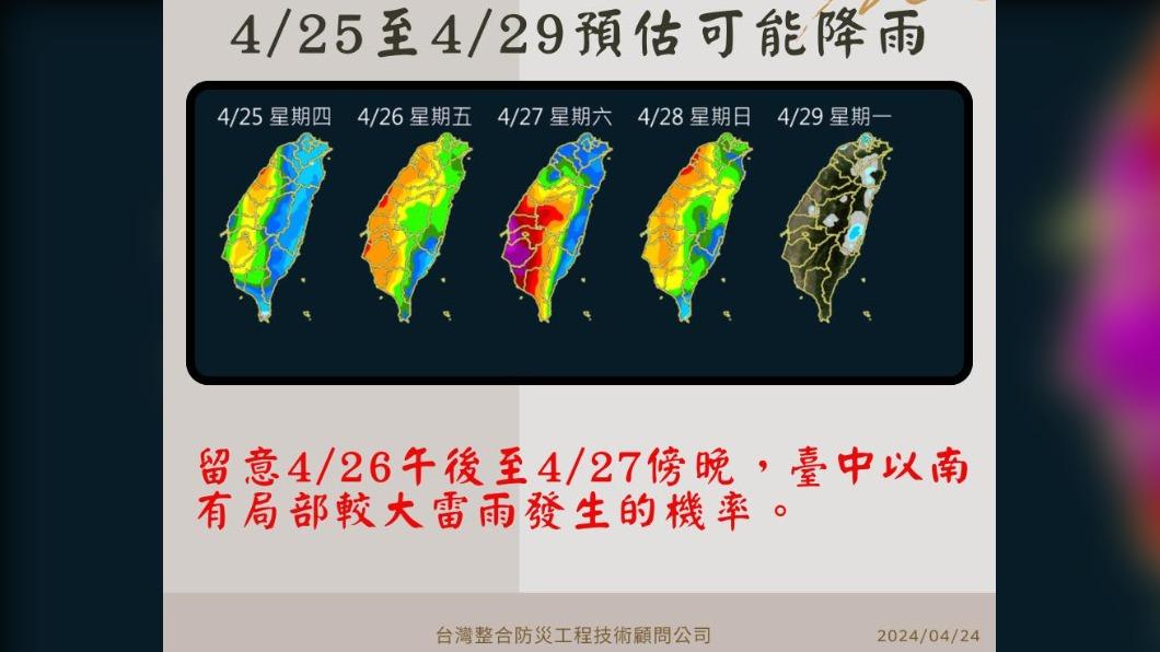 下週一水氣較少。(圖/翻攝自賈新興臉書)
