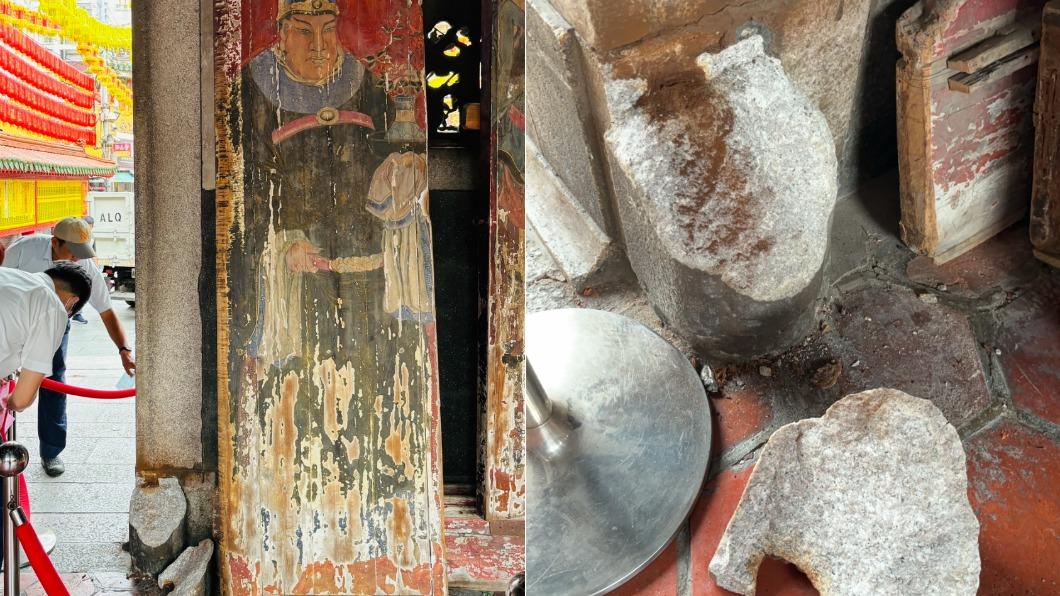 千次餘震現新傷痕! 289年鹿港天后宮「門神傾斜、石臼斷裂」