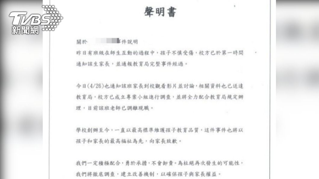 家長怒了!台中童遭師長「挫傷胸口」 幼兒園急發聲明