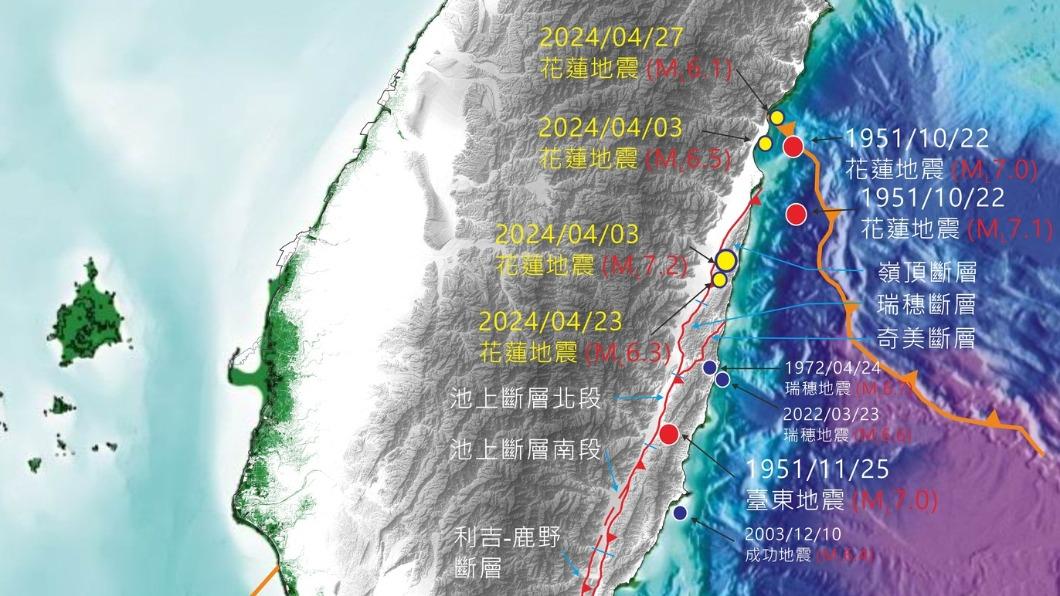 陳文山教授分析地震能量與斷層應力調整的關聯性。(圖/翻攝自@陳文山 臉書)
