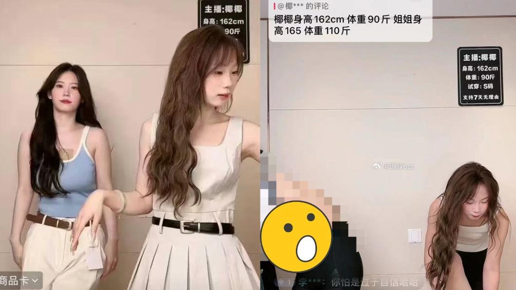 椰椰的姊姊在換裝過程中不慎走光。（合成圖／翻攝自@恰瓜多多、@道叔bot　微博）