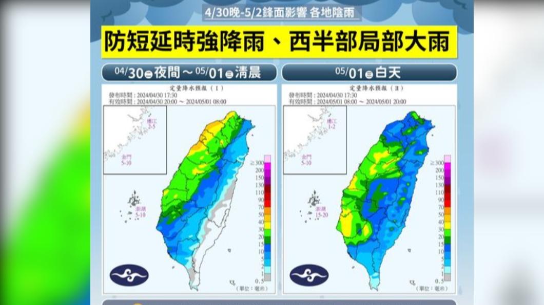 今明氣溫下滑濕涼天 易有短延時強降雨嚴防瞬間強風