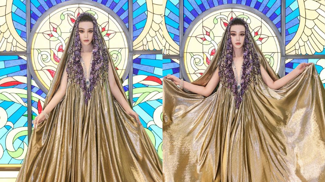 范冰冰的銀袍聖母造型被虧《神隱少女》經典角色「無臉男」。（圖／翻攝自范冰冰微博）