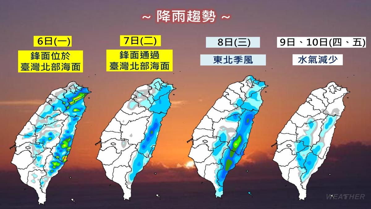 整週降雨趨勢。(圖/中央氣象署)