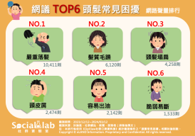 網議TOP6頭髮常見困擾。(圖/社群實驗室)