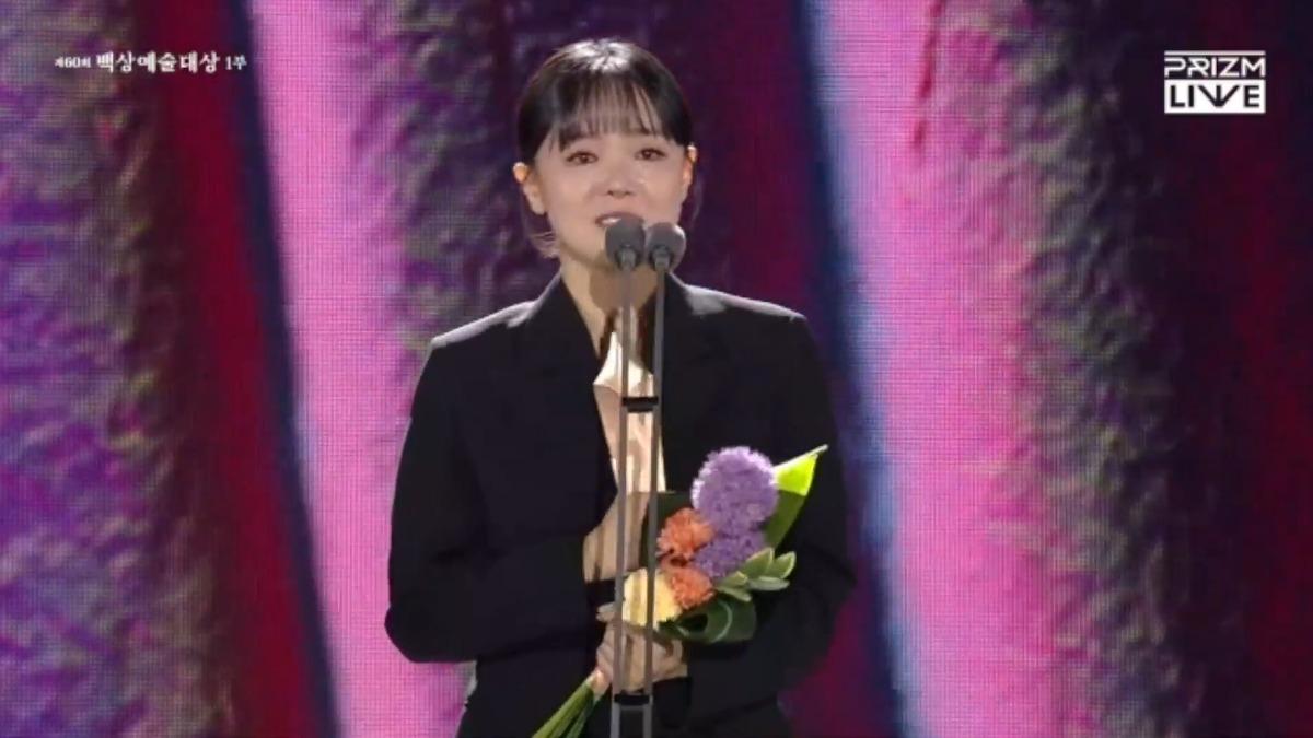 李尚熙以《路基完》拿下「電影部門」最佳女配角。（圖／翻攝自prizm）