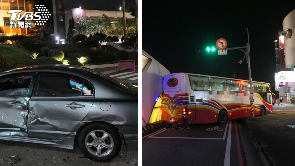 載學生參訪!遊覽車弘光科大前「倒退嚕」 BRT車站挨撞
